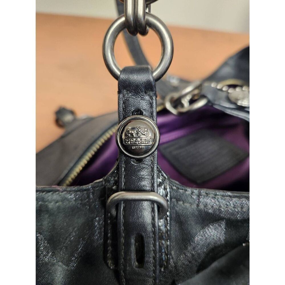 Coach Mia Op Art Lurex Black Canvas Tote 15746 - Picture 11 of 13